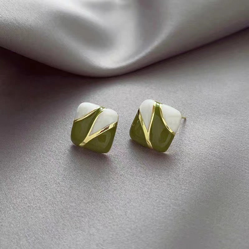 Green Oil Paint Earrings