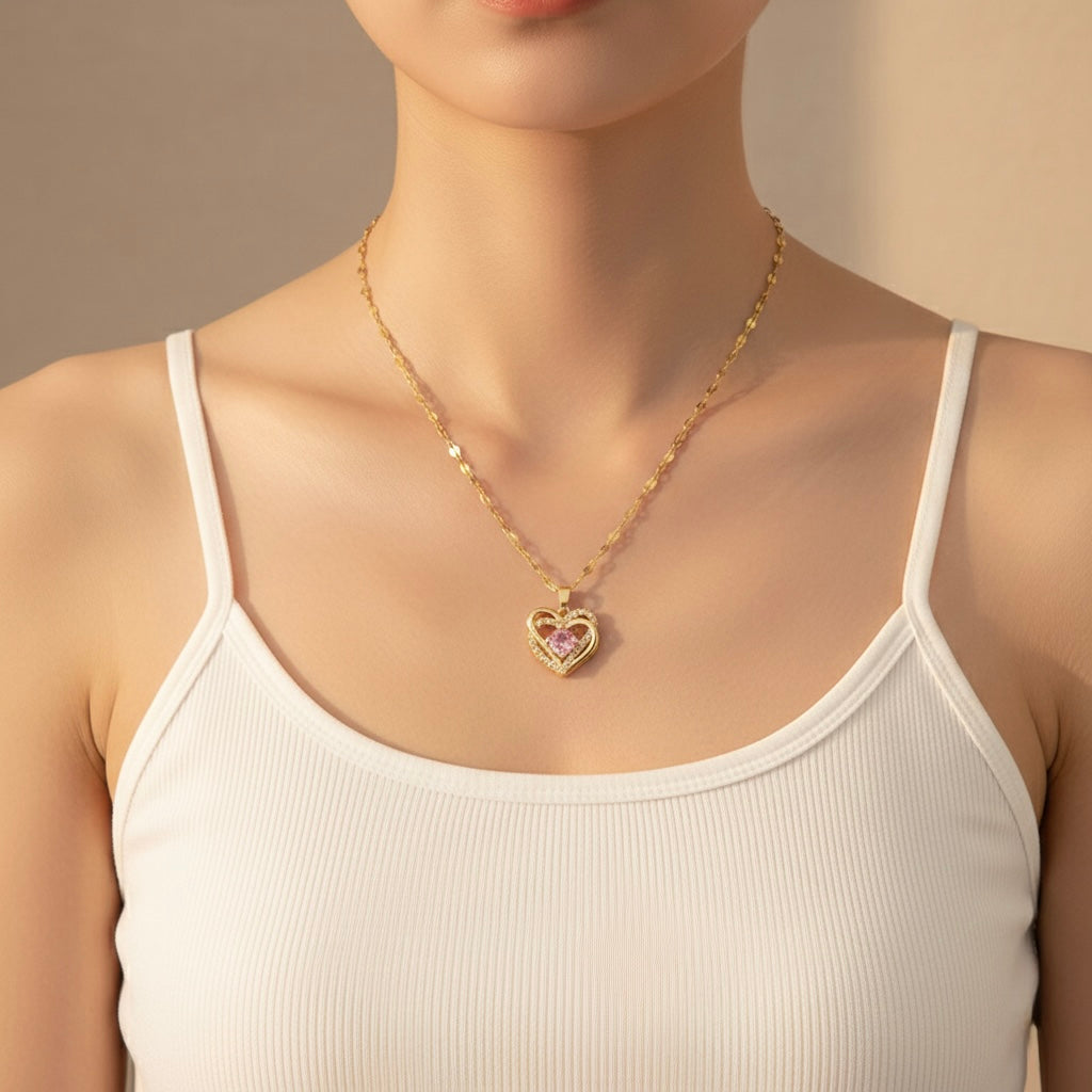 Blushing Heart Necklace